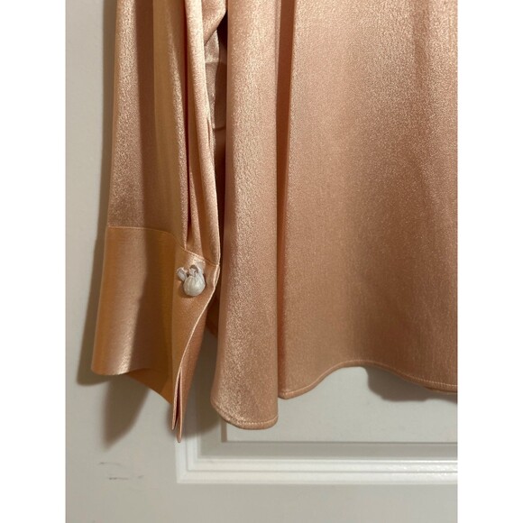 Vince Women’s Relaxed Band Collar Satin Button Up Shirt Size 3X NWT Peach Opal - Picture 6 of 8
